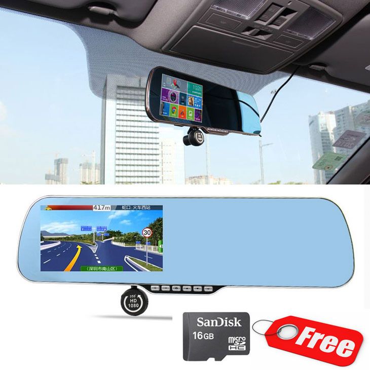 16GB 5" 1080P Android Rear View Mirror GPS Dash Cam CAR DVR Backup Camera T8400 eBay