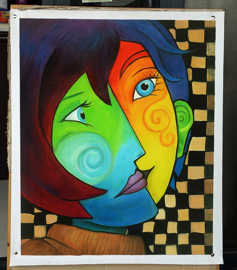 Pablo Picasso Art Hand Painted Cubist Portrait Oil Painting On Canvas