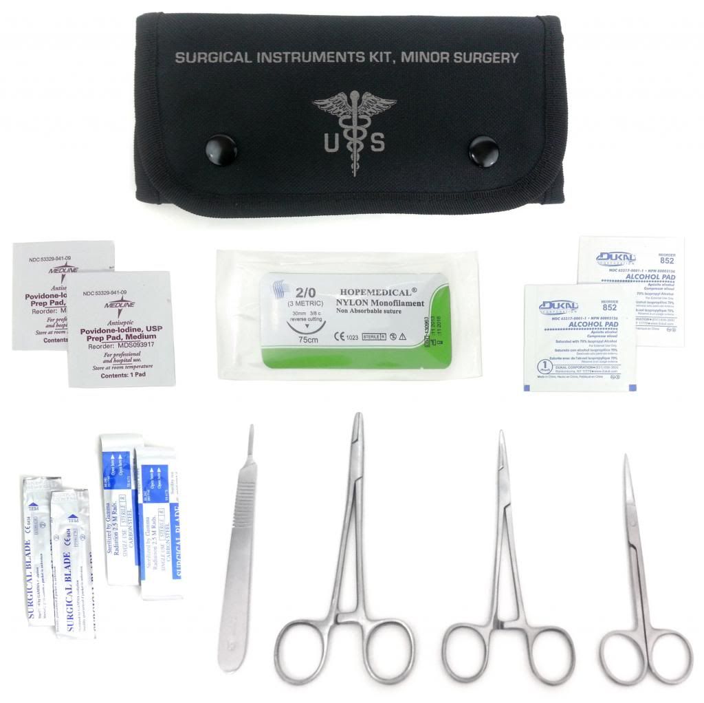 Army Surgical Kit Sutures, Scalpel, Hemostats BLK Military First