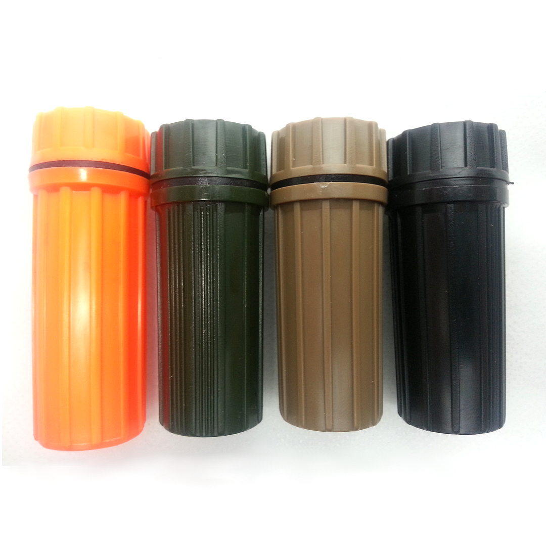 Waterproof Match Container Screw on, Rubber O Ring, Striker on lid