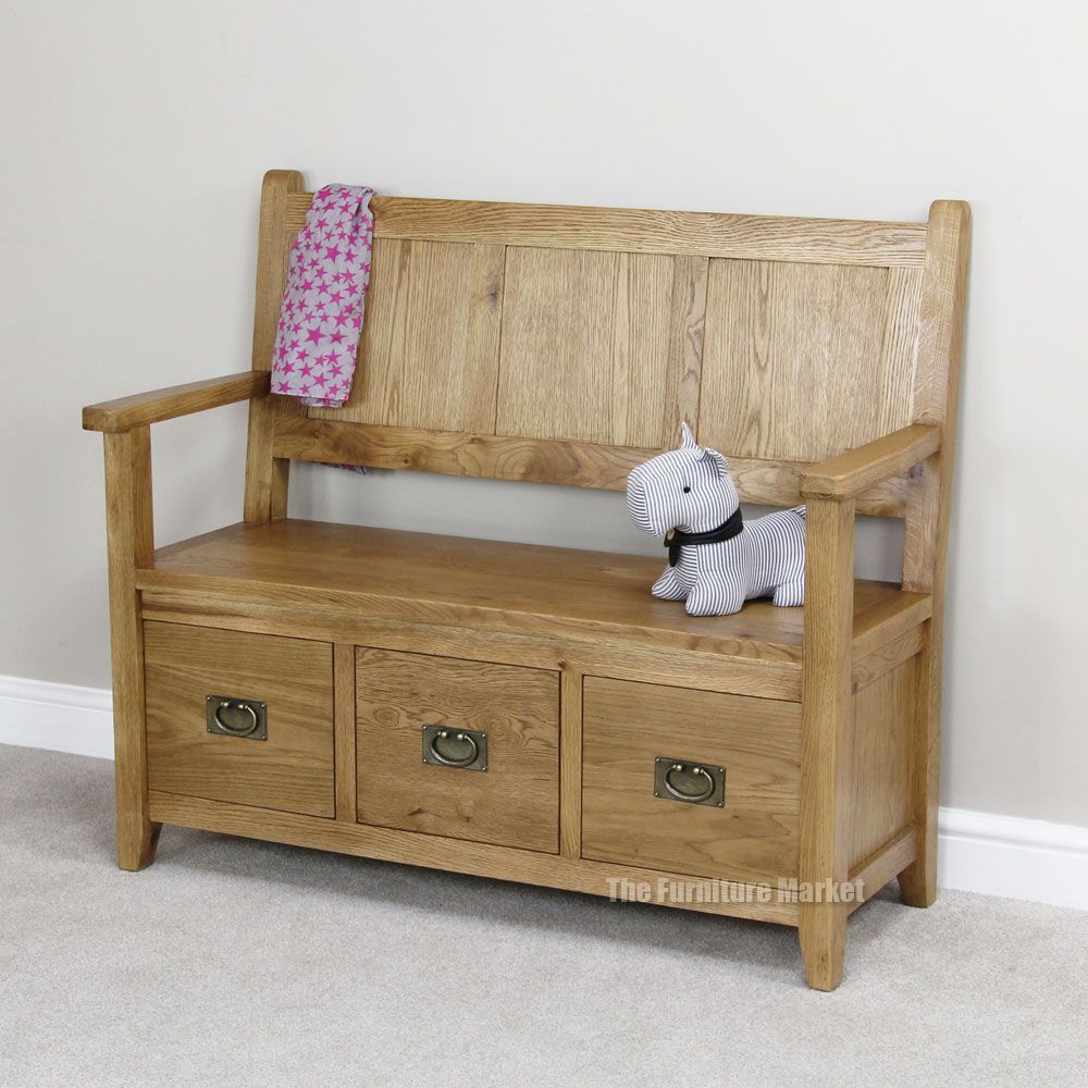 Cheshire Oak Monks Bench Hall Seating Shoe Storage Rustic Furniture