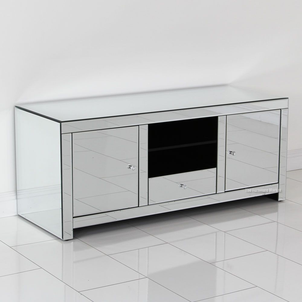 Mirrored Glass Widescreen TV Unit Plasma Flatscreen