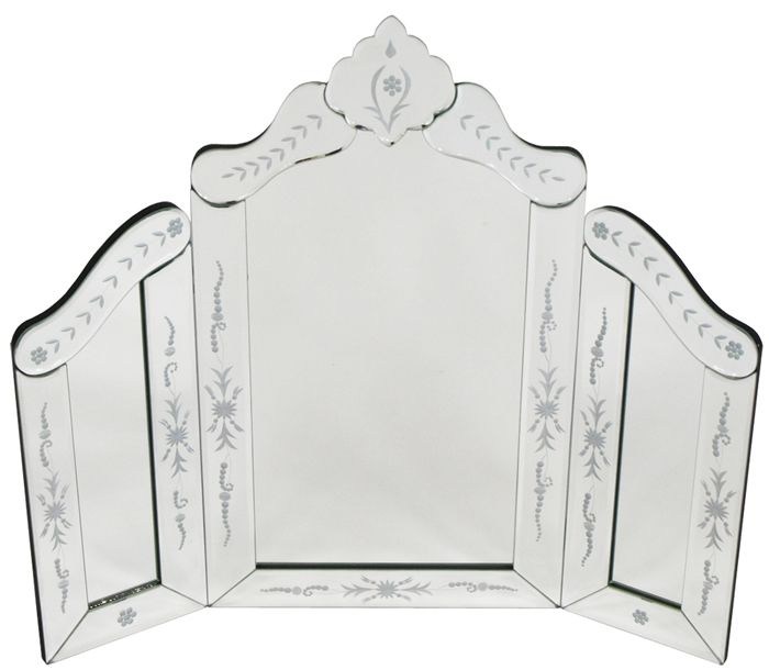 Etched Glass Dressing Table Mirror Mirrored Bedroom