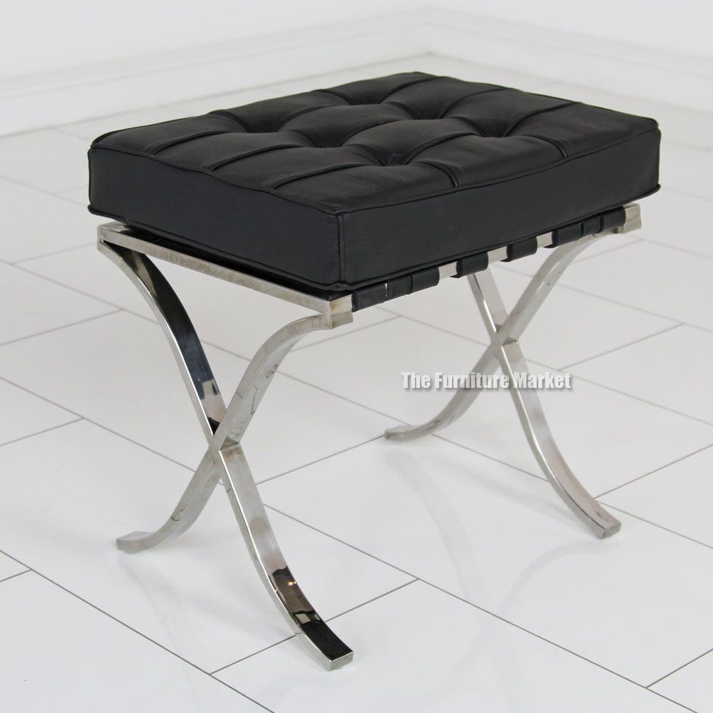 Designer Black Leather Stool Bedroom Furniture Dressing Table Seat