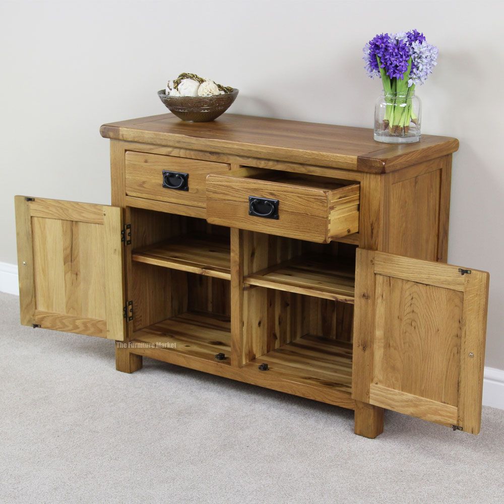 Rustic Oak Small Sideboard Dresser Base Solid Kitchen Dining