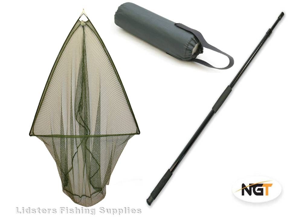36" Carp Fishing Landing Net and Telescopic Handle Metal Block + Net