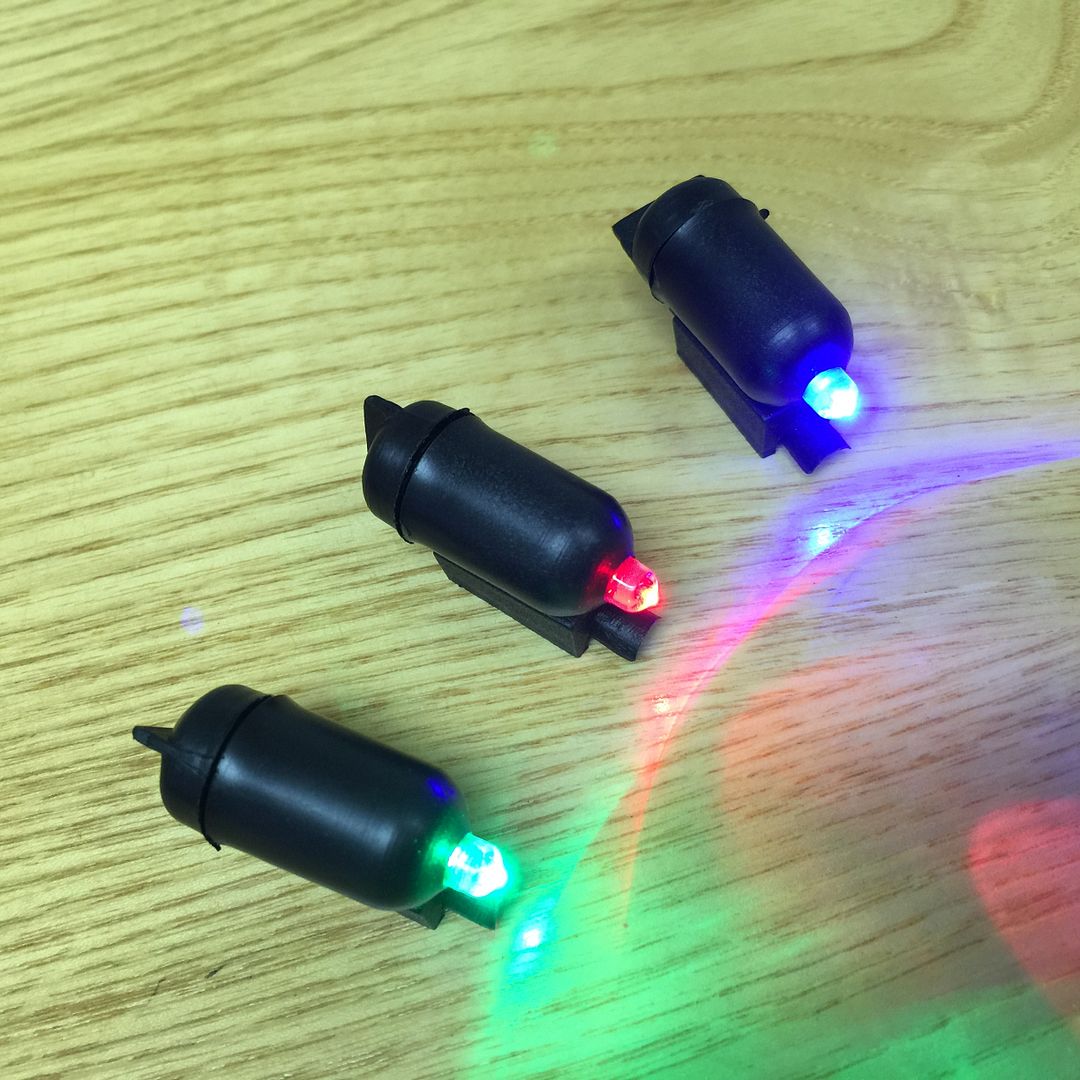 Set of 3 Sea Carp Coarse Night Fishing hi vis rod tip lights Green Red