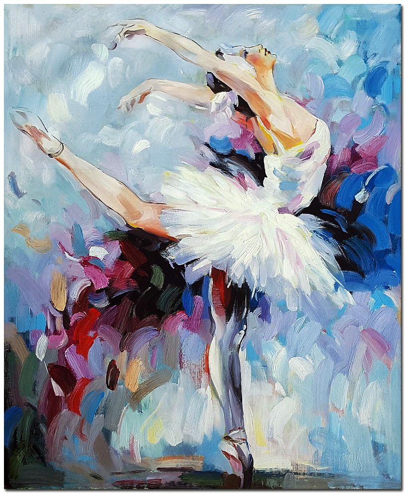 Hand Painted Ballet Dancer Oil Painting - Modern Impressionist ...