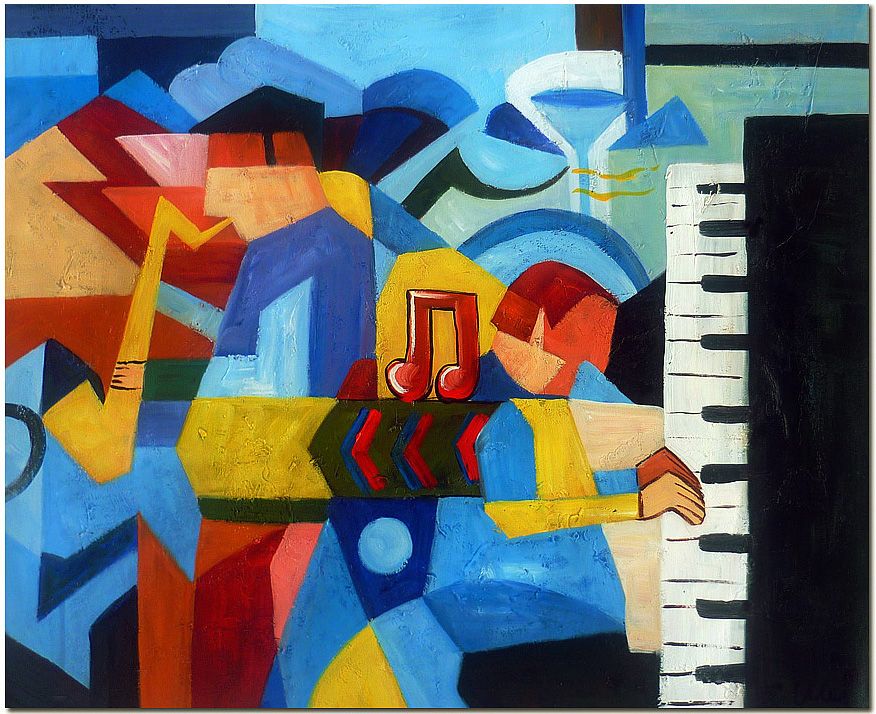 Paul Klee Music Piano Art 24x20" Hand Painted Modern Oil Painting On