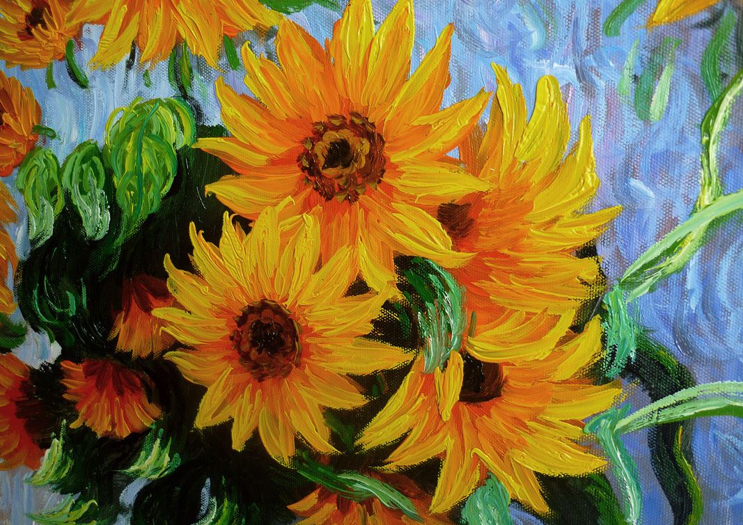 Vase of Sunflowers - 20x24" Hand Painted Claude Monet Oil ...