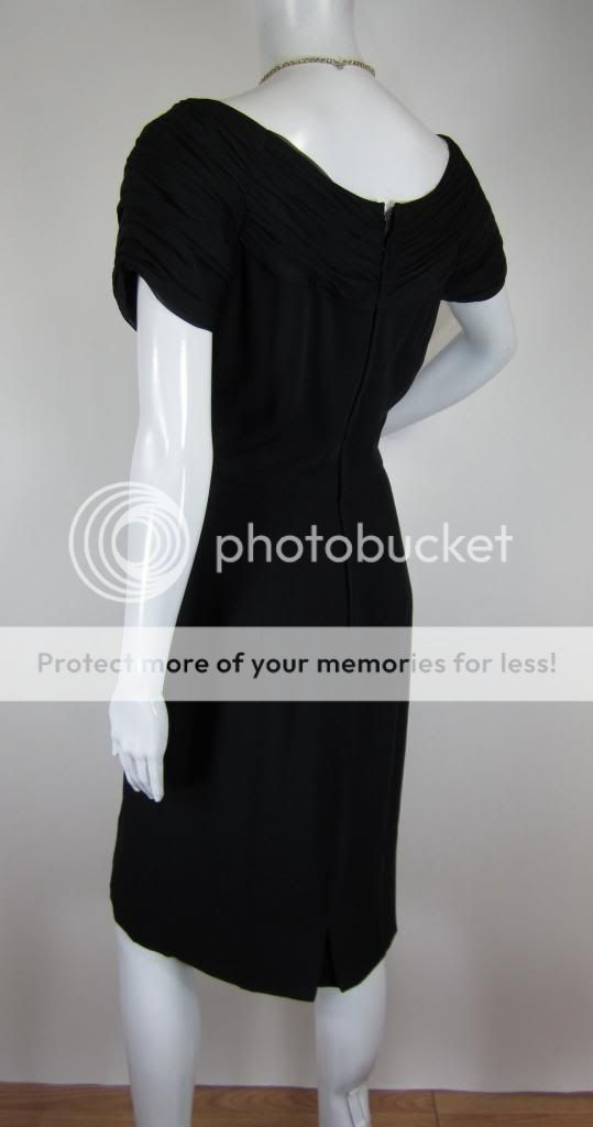 Vintage 1950s Black Chiffon Don Loper Hollywood Glamour Wiggle