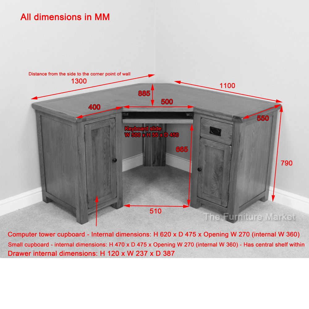 Rustic Oak Corner Desk - home furniture office study large workstation ...